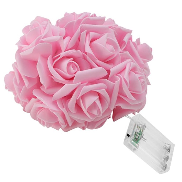 40 LEDs Rose Flower String Lights 10ft/3m Battery Operated Decorative Lights For Anniversary Valentine's Wedding Bedroom - Pink