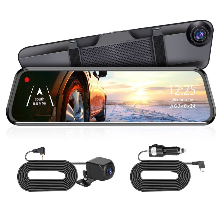 4K 12" Car DVR Dash Cam Recorder 170° Loop Recording Motion Detection Night Vision Voice Control APP Control G-sensor - Black