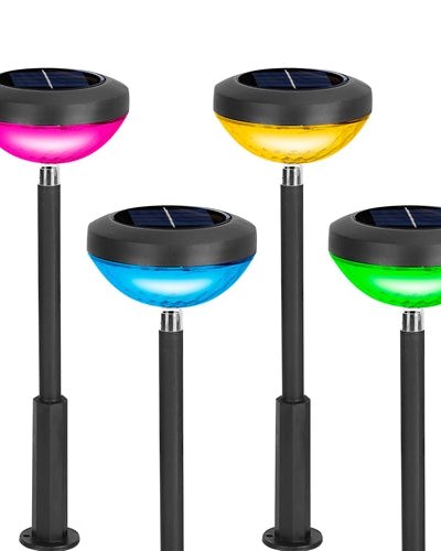 Fresh Fab Finds 4Packs Solar Pathway Light Color Changing Garden Light Landscape Stake Ornamental Light For Yard Patio Lawn - Black product