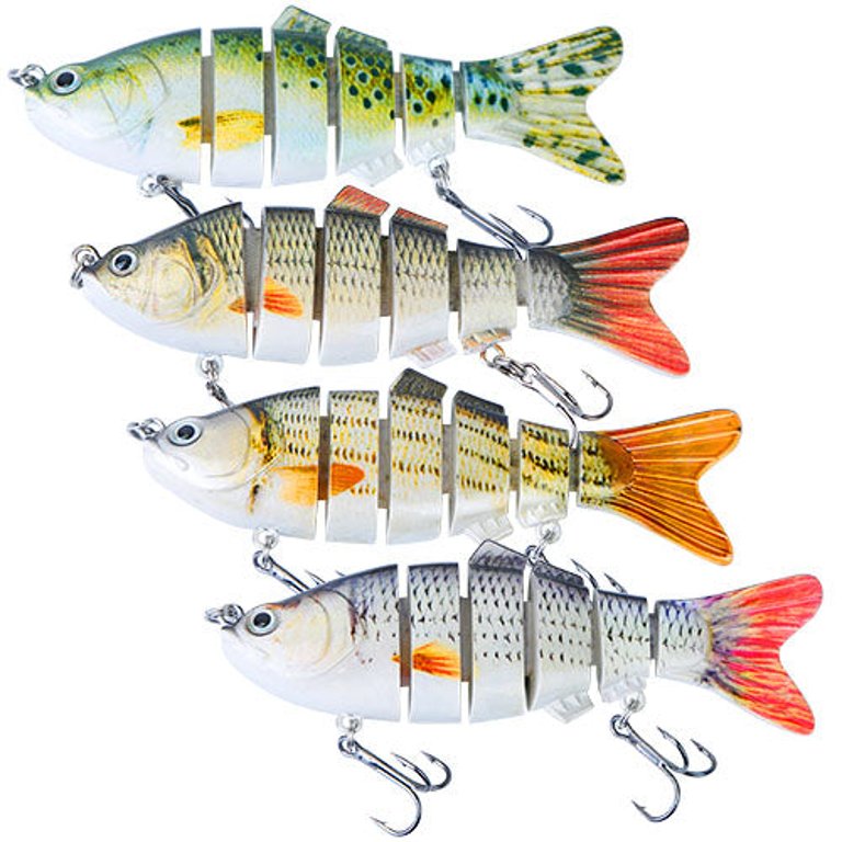 Fresh Fab Finds 4Pcs 10cm/20g Bass Fishing Lure 6 Segment Multi