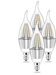 4pcs 5W E12 Candelabra Bulbs, 600 LM, 50W Equivalent, 3000K Warm White, Non-Dimmable - White