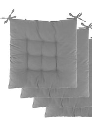 4Pcs Chair Cushion Pads Pillow 15.75 x 15.75 x 2.37in Soft Tie On Square Sitting Mats For Home Office Car Sitting Travel - Gray
