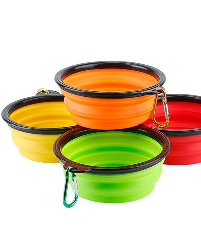Fresh Fab Finds 4Pcs Silicone Collapsible Dog Bowls BPA Free Travel Dog Bowl Foldable Cat Dog Food Water Bowl With Carabiner Clip For Traveling Walking Hiking - Multi product