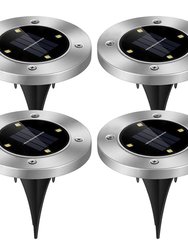 4Pcs Solar Ground Light Waterproof Buried Light In-Ground Path Deck Lawn Patio Light 4LED - Black