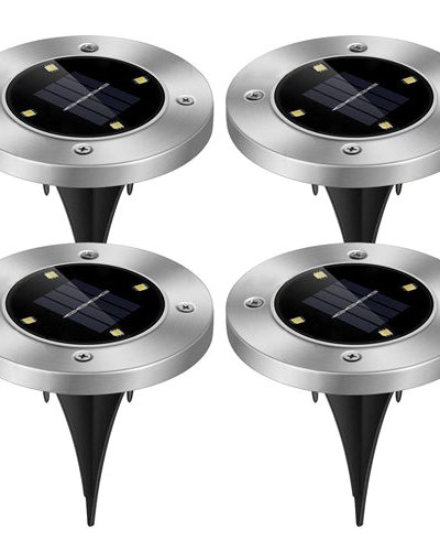 Fresh Fab Finds 4Pcs Solar Ground Light Waterproof Buried Light In-Ground Path Deck Lawn Patio Light 4LED - Black product