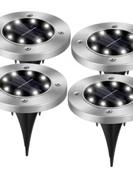 4Pcs Solar Powered Ground Light Outdoor IP65 Waterproof Buried In-Ground Lamp Decorative Path Deck Lawn Patio Lamp - Black