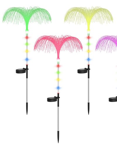 Fresh Fab Finds 4Pcs Solar Powered Jellyfish Lights IP44 Waterproof Decorative Outdoor Lamps 7 Color Changing Night Light - Multi product