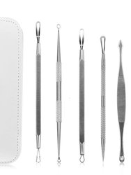 5 Pcs Blackhead Remover Kit Pimple Comedone Extractor Tool Set Stainless Steel Facial Acne