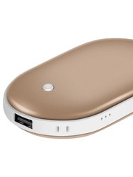 5000mAh Portable Hand Warmer & Power Bank - Rechargeable, Double-Sided Heating, Pocket Size - Gold