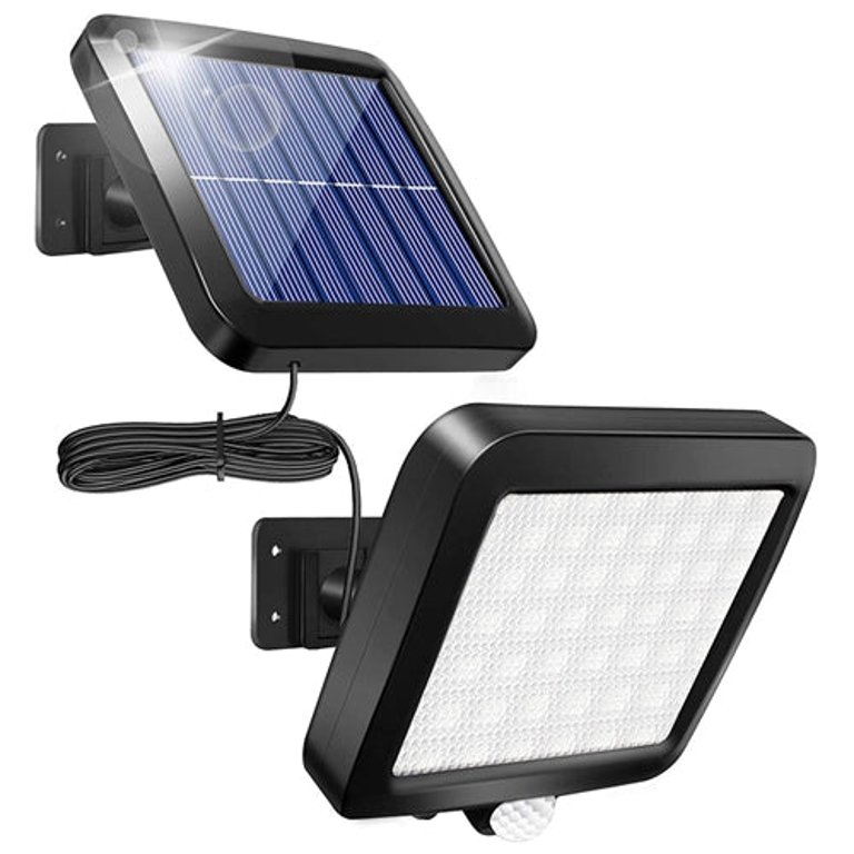 56 LEDs Outdoor Solar Security Light Flood Light Wall Solar Lamp Motion Sensor Solar Light LED Garden Path Garage Light - Black