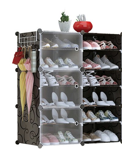 Fresh Fab Finds 6-Tier 2-Row Shoe Rack Organizer Stackable Free Standing Shoe Storage Shelf Plastic Shoe Cabinet Tower product