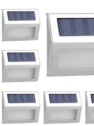 6Packs Solar Step Lights Stainless Steel Outdoor Solar Deck Lights LED Fence Lamp For Outside Garden Backyard Patio Stair Wall - White