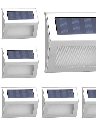Fresh Fab Finds 6Packs Solar Step Lights Stainless Steel Outdoor Solar Deck Lights LED Fence Lamp For Outside Garden Backyard Patio Stair Wall - White product
