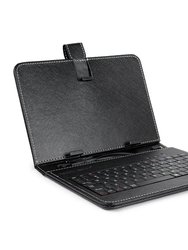 7.9in Protective Keyboard Case w/ Keyboard PU Leather Back Stand Tablet Cover via USB 2.0 Cable - Black