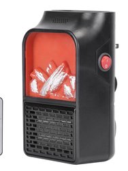 800W Plug-In Space Heater Wall Outlet Heater With 360° Rotatable Plug Adjustable Temperature 2 Wind Speeds Remote Control - Black