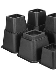 8Pcs Furniture Risers 500kg 1100lbs Capacity Bed Lifters Adjustable Couch Table Chair Risers - Black