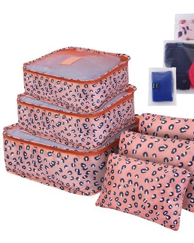 Fresh Fab Finds 9Pcs Clothes Storage Bags Water-Resistant Travel Luggage Organizer Clothing Packing Cubes for Blouse Hosiery Stocking Underwear - Leopard product