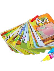 Alphabet Water Coloring Cards With 2 Magic Water Pens Early Reusable Drawing Cards For Kids Alphabet Painting Flashcards For Early Education - Multi