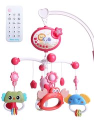 Baby Musical Crib Bed Bell Rotating Mobile Star Projection Nursery Light Baby Rattle Toy With Music Box Remote Control - Red