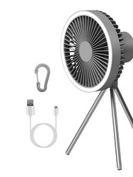 Camping Fan With Lantern 10000mAh Rechargeable Battery Powered Portable Tripod Fan For Tent - Black