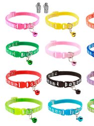 Cat Collar Adjustable Kitten Collar Pet Collar With Bell Name Tag Safety Buckle Collar - Multi
