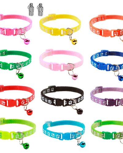 Fresh Fab Finds Cat Collar Adjustable Kitten Collar Pet Collar With Bell Name Tag Safety Buckle Collar - Multi product