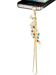 Colorful Crystal Diamond Peacock Dust Cap Pendant For Cell Phone 3.5mm Jack