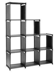 Cube Storage Organizer 9 Cubes Closet Shelves Cabinet Bookcase Non-Woven Fabric Cube Shelf For Living Room Bedroom Office - Black
