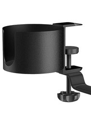 Desk Cup Holder 2-In-1 Anti-spill Cup Holder With 360° Rotating Headphone Hanger Desk Space Saver For Office Home - Black