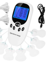 Dual Channel Electric Muscle Stimulator With Electrode Pads - Pain Relief Therapy - White