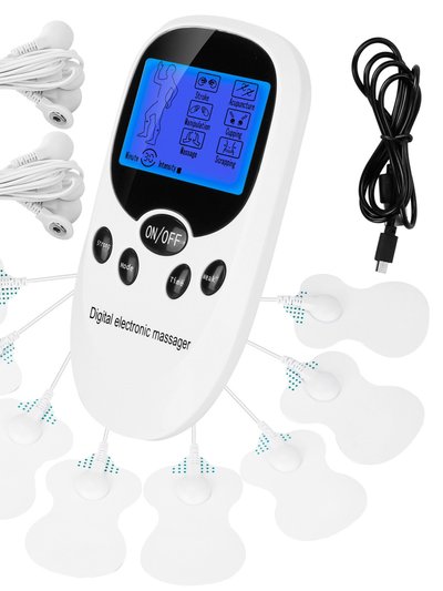 Fresh Fab Finds Dual Channel Electric Muscle Stimulator With Electrode Pads - Pain Relief Therapy - White product