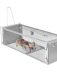 Dual Door Rat Trap Cage Humane Live Rodent Dense Mesh Trap Cage Zinc Electroplating Mice Mouse Control Bait Catch With 2 Detachable U Shaped Rod