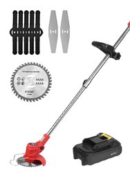 Electric Cordless Grass Trimmer Rechargeable Lawn Mower Weed Cutter With Alloy Saw Blade 2 Alloy Blades 5 Plastic Blades 2 Rechargeable Batteries Gogg