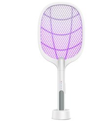 Electric Rechargeable Bug Zapper - 2-In-1 Mosquito Killer & Fly Swatter - White
