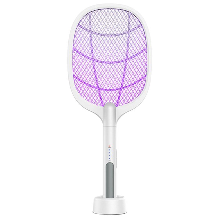 Electric Rechargeable Bug Zapper - 2-In-1 Mosquito Killer & Fly Swatter - White