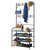 Entryway Coat Hat Rack Shoe Storage Shelf 4 Tier Shoe Rack Freestanding Hall Tree Garment Hanger Stand Clothes Shoe Organizer Combo - Black