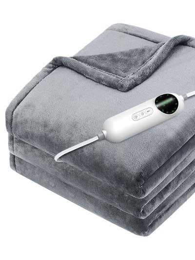 Fresh Fab Finds Flannel Heated Throw: 10 Heat Settings, Auto Off, Washable - Home & Office Usage - Gray - 150 x 130cm product