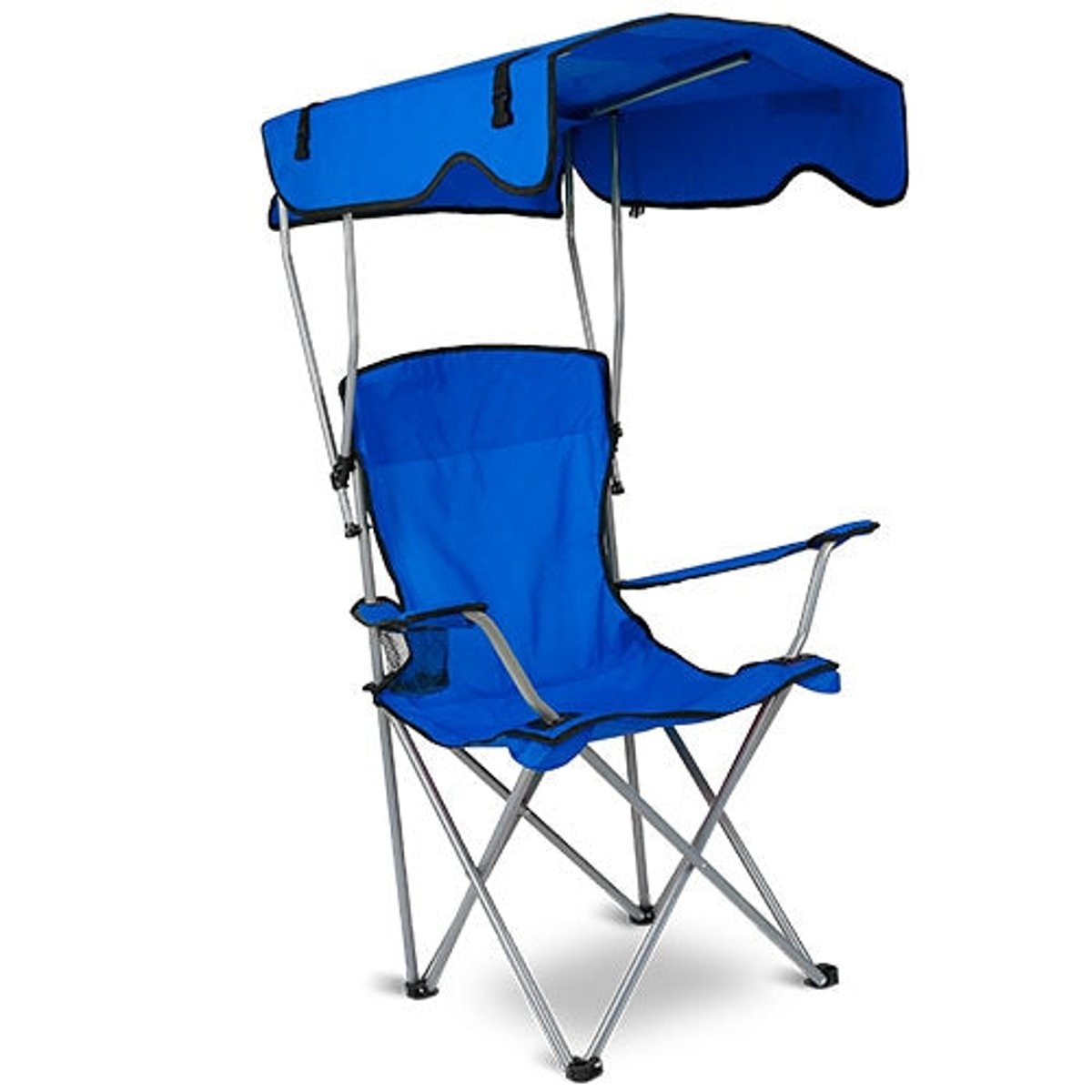 Foldable Beach Canopy Chair Sun Protection with Cup Holder | Blue