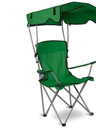 Foldable Beach Canopy Chair Sun Protection Camping Lawn Canopy Chair 330LBS Load Folding Seat With Cup Holder For Beach Poolside Travel Picnic - Green