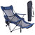 Foldable Camping Chair 330LBS Load Heavy Duty Steel Lawn Chair Collapsible Chair With Reclining Backrest Angle Cup Holder - Blue