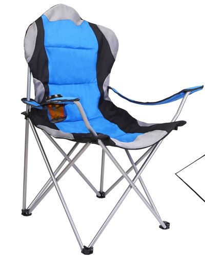 Fresh Fab Finds Foldable Camping Chair Heavy Duty Steel Lawn Chair Padded Seat Arm Back Beach Chair 330LBS Max Load With Cup Holder Carry Bag - Blue product