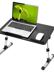 Foldable Laptop Stand - Adjustable Height & Angle, Perfect for Bed, Sofa, Floor - Ideal for Reading, Breakfast - Dorm Room Essential - Black - Large