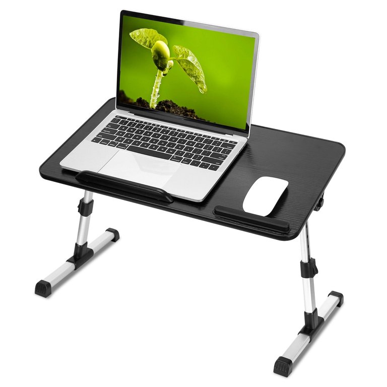 Foldable Laptop Stand - Adjustable Height & Angle, Perfect for Bed, Sofa, Floor - Ideal for Reading, Breakfast - Dorm Room Essential - Black - Large
