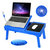 Foldable Laptop Table Bed Desk With Cooling Fan Mouse Board LED 4 USB Ports Snacking Tray With Storage For Home Office - Blue