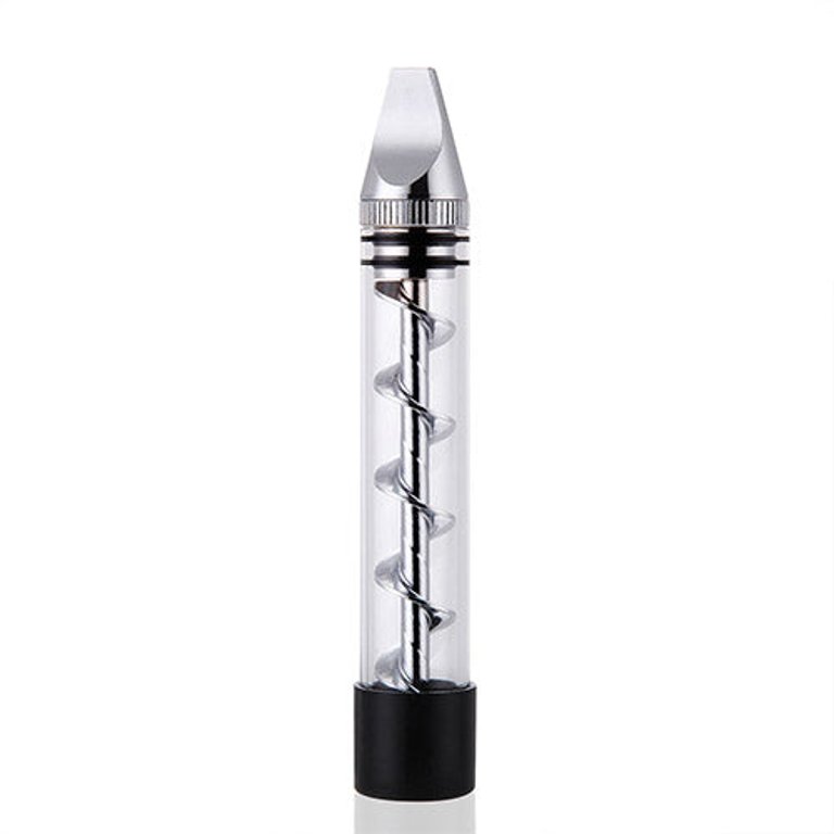 Glass Blunt Pipe Twisty 7-In-1 Grinder Blunt Kit With Smoking Metal Tip Cleaning Brush - Silver