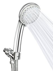 Handheld Shower Head Stainless High Pressure 5 Spray Settings Massage Spa Showerhead Chrome Face With Check Valve 5ft Steel Hose Adjustable