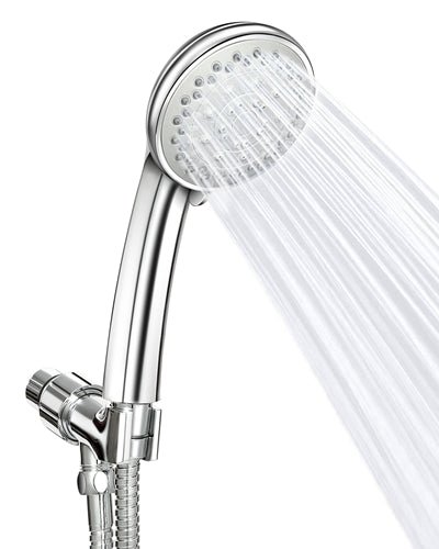 Fresh Fab Finds Handheld Shower Head Stainless High Pressure 5 Spray Settings Massage Spa Showerhead Chrome Face With Check Valve 5ft Steel Hose Adjustable product