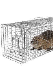 Humane Cat Trap Cage Catch Release Live Animal Rodent Cage Collapsible Galvanized Wire For Raccoons Beavers Groundhogs Foxes Armadillos