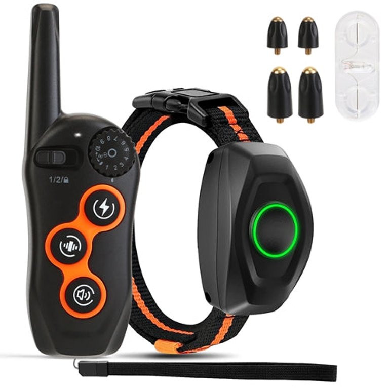 IPX7 Waterproof Dog Training Collar with Remote Rechargeable Electronic Shock Collar for Dogs Beep Vibration Shock for small Medium Large Dogs - Black - Black