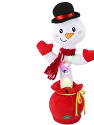 Kid Electric Dance Toy Christmas Elk Snowman Senior Penguin Plush Toy Interactive Sing Song Whirling Mimicking Recording Light Up Toy - Snowman